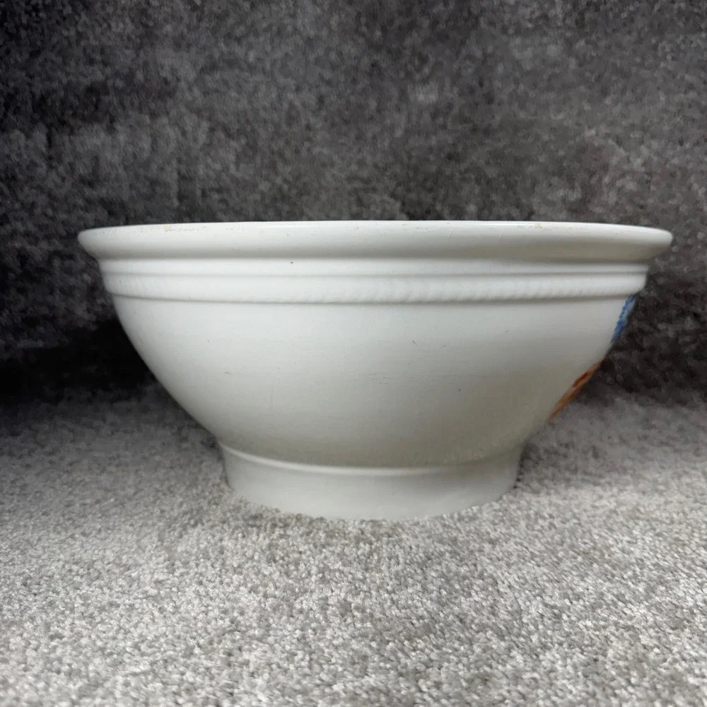 Poppy Floral Mixing Bowl White Orange‎ Vintage Farmhouse